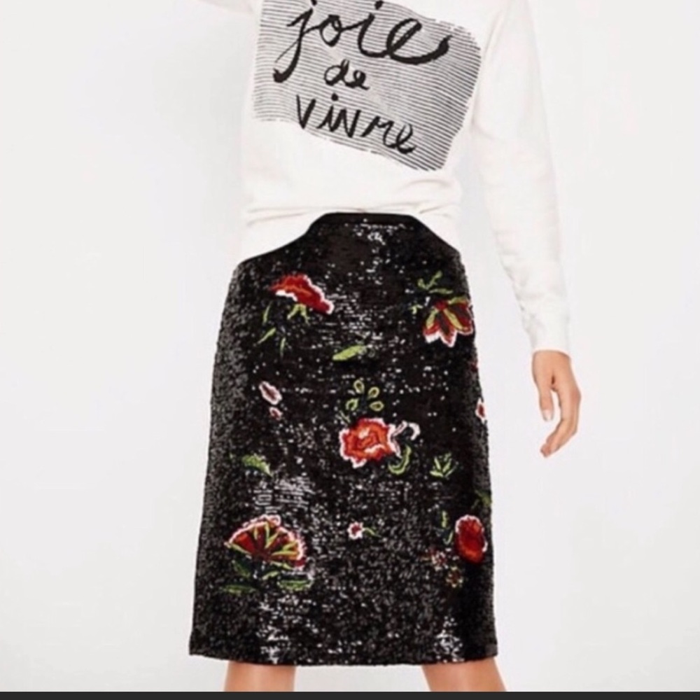 Anthropologie Floral Garden Glitz Skirt Sz 4